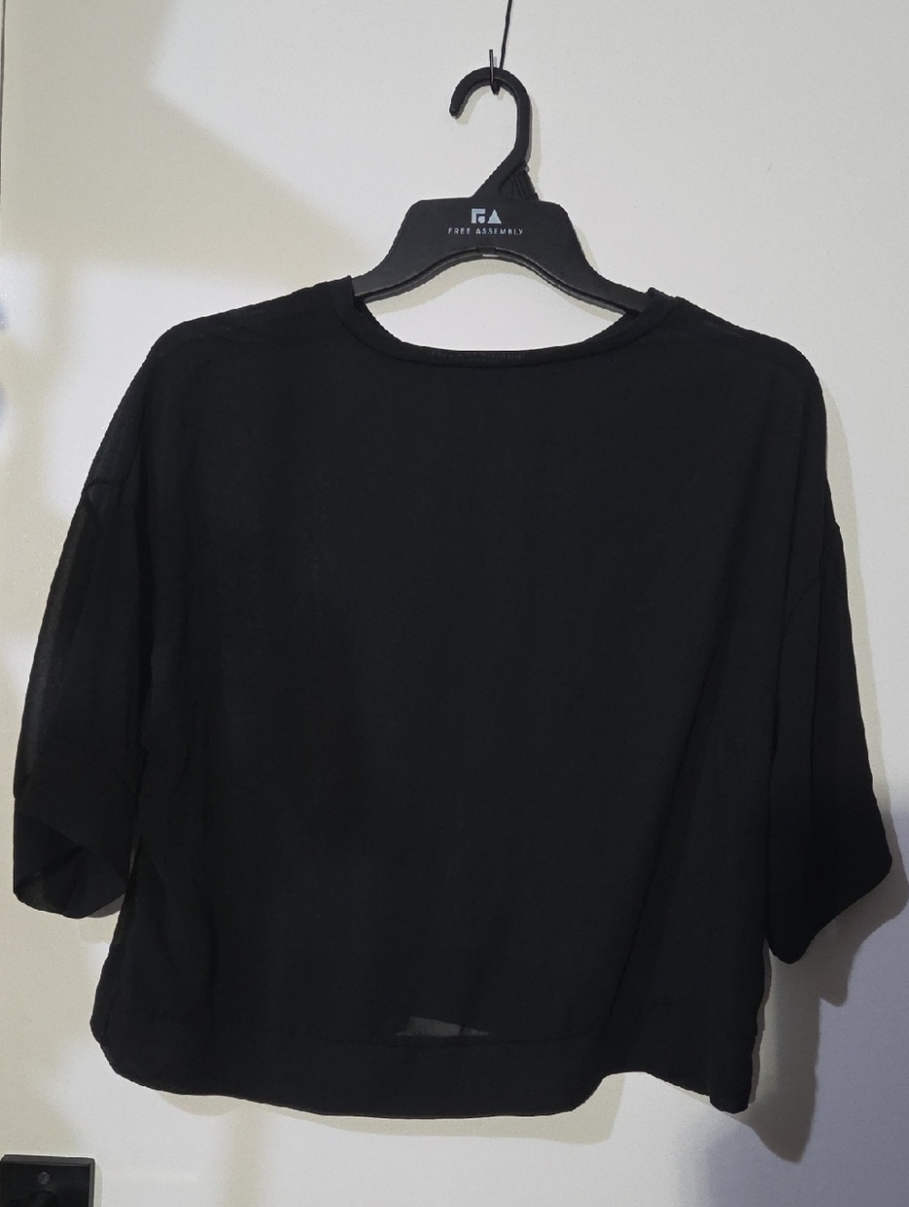 Women's Black Boxy Sheer Top
